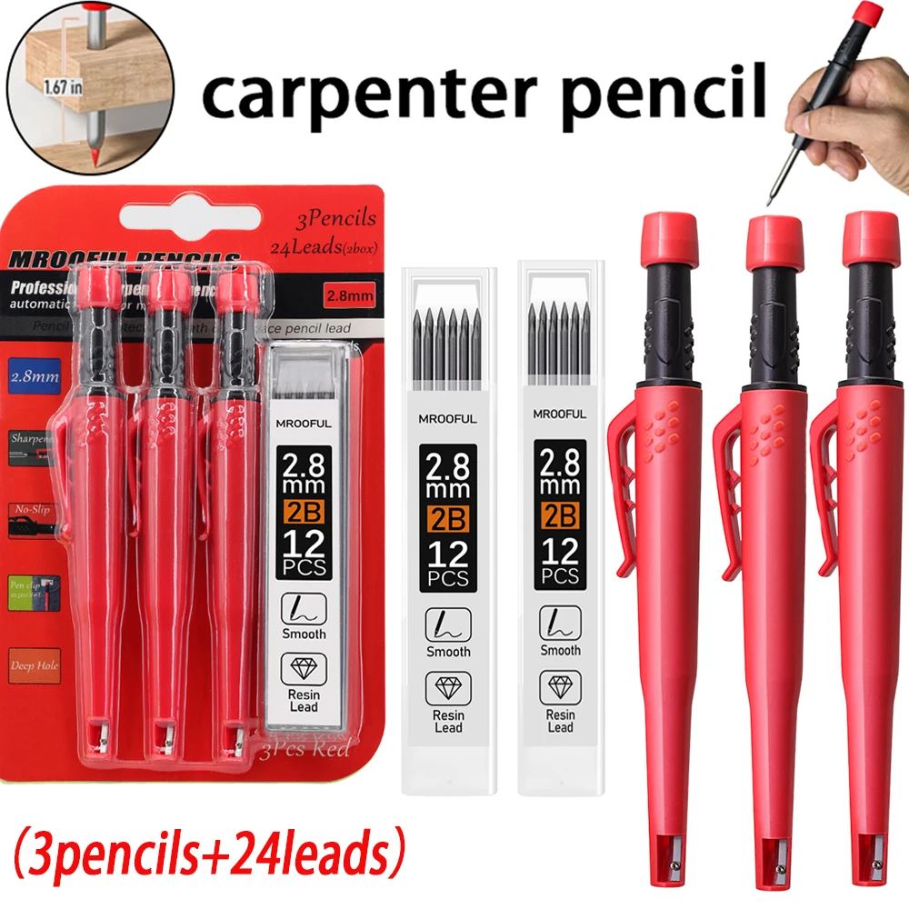 Carpenter's Pencil Card Set, Deep Hole Marking And Drawing, With 2.8mm 2Box Leads, For Carpenter Woodworking Architect
Carpenter's Pencil Card Set, Deep Hole Marking And Drawing, With 2.8mm 2Box Leads, For Carpenter Woodworking Architect