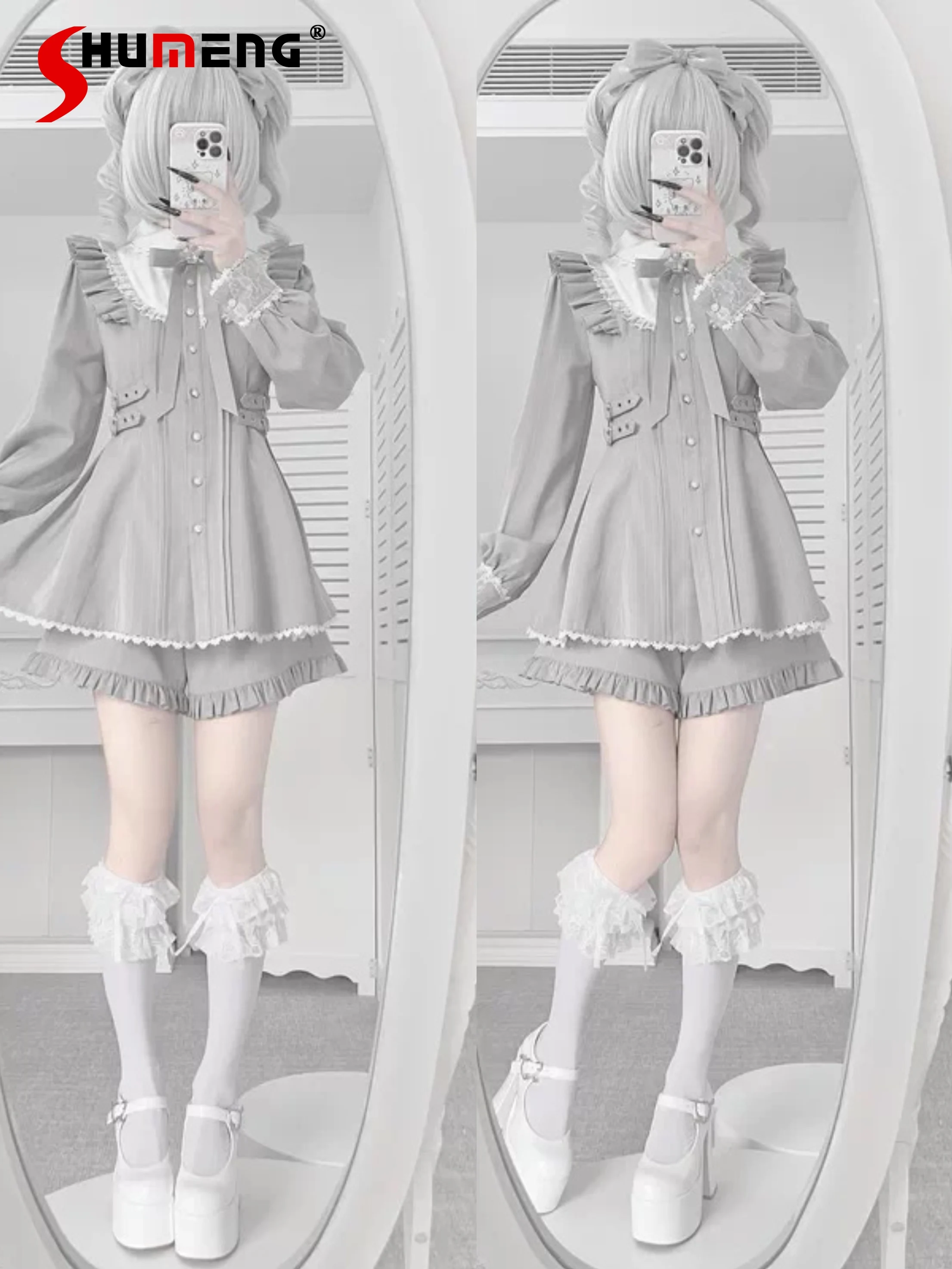 Subculture Japanese Gothic Grey Dress Set Spring 2026 Girl's Woman's Slim Skinny Lolita Long Sleeve Top and Shorts 2-piece Set
Subculture Japanese Gothic Grey Dress Set Spring 2026 Girl's Woman's Slim Skinny Lolita Long Sleeve Top and Shorts 2-piece Set