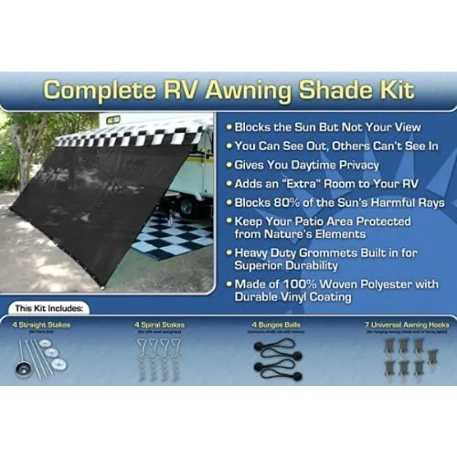 Black RV Awning Shade Complete Kit 10' X 16' Sun Shade Canopy Shelter for Outdoor Use Durable Polyester Fabric UV Protection We
Black RV Awning Shade Complete Kit 10' X 16' Sun Shade Canopy Shelter for Outdoor Use Durable Polyester Fabric UV Protection We