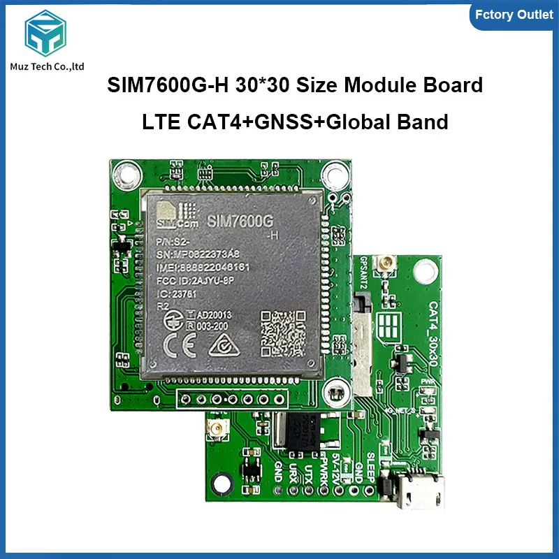 SIMcom SIM7600G-H Development Board 4G LTE CAT4 30*30mm Module breadboard Core Board GNSS Global Band breakout kit
SIMcom SIM7600G-H Development Board 4G LTE CAT4 30*30mm Module breadboard Core Board GNSS Global Band breakout kit
