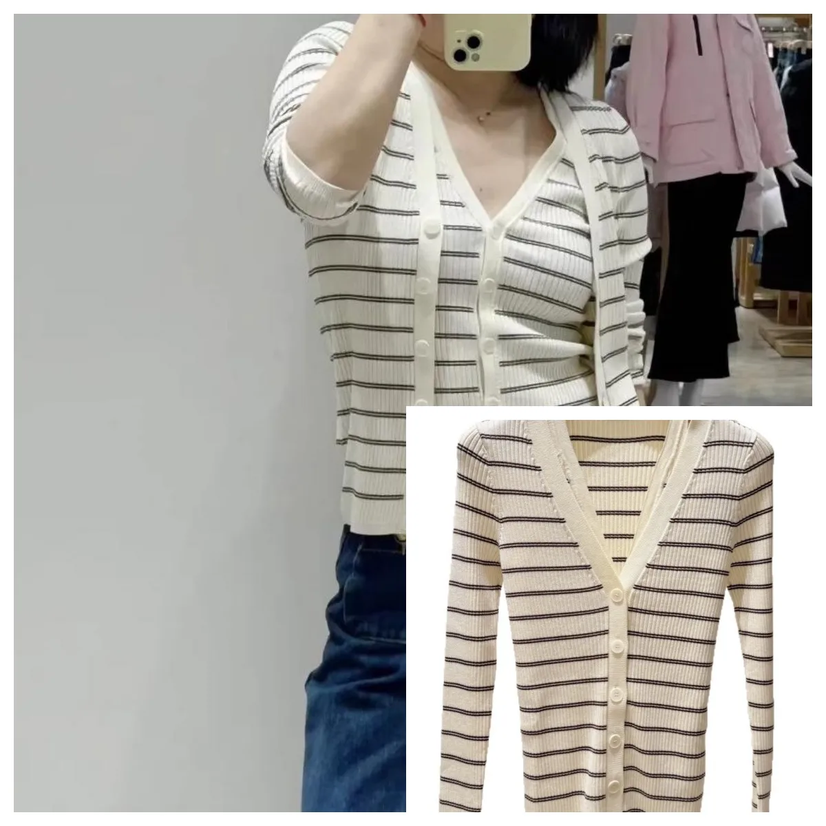 Fake Two-Piece Sweater Women Stripes Knit Cardigan 2026 Spring New V-Neck Slim Fit Long Sleeve Single Breasted Top
Fake Two-Piece Sweater Women Stripes Knit Cardigan 2026 Spring New V-Neck Slim Fit Long Sleeve Single Breasted Top