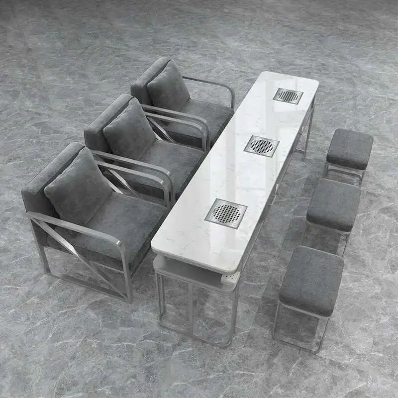 Light Luxury Silver Nail Tables Professional Salon Furniture for Beauty Salon Manicure Table and Chair Set with Vacuum Cleaner
Light Luxury Silver Nail Tables Professional Salon Furniture for Beauty Salon Manicure Table and Chair Set with Vacuum Cleaner