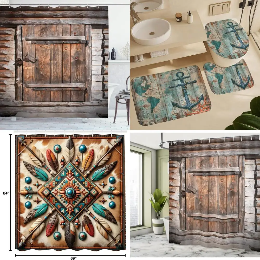 Занавеска для душа с подвесками в деревенском стиле: винтажная дверь сарая в деревенском стиле, дизайн в возрасте в сельской местности
Занавеска для душа с подвесками в деревенском стиле: винтажная дверь сарая в деревенском стиле, дизайн в возрасте в сельской местности