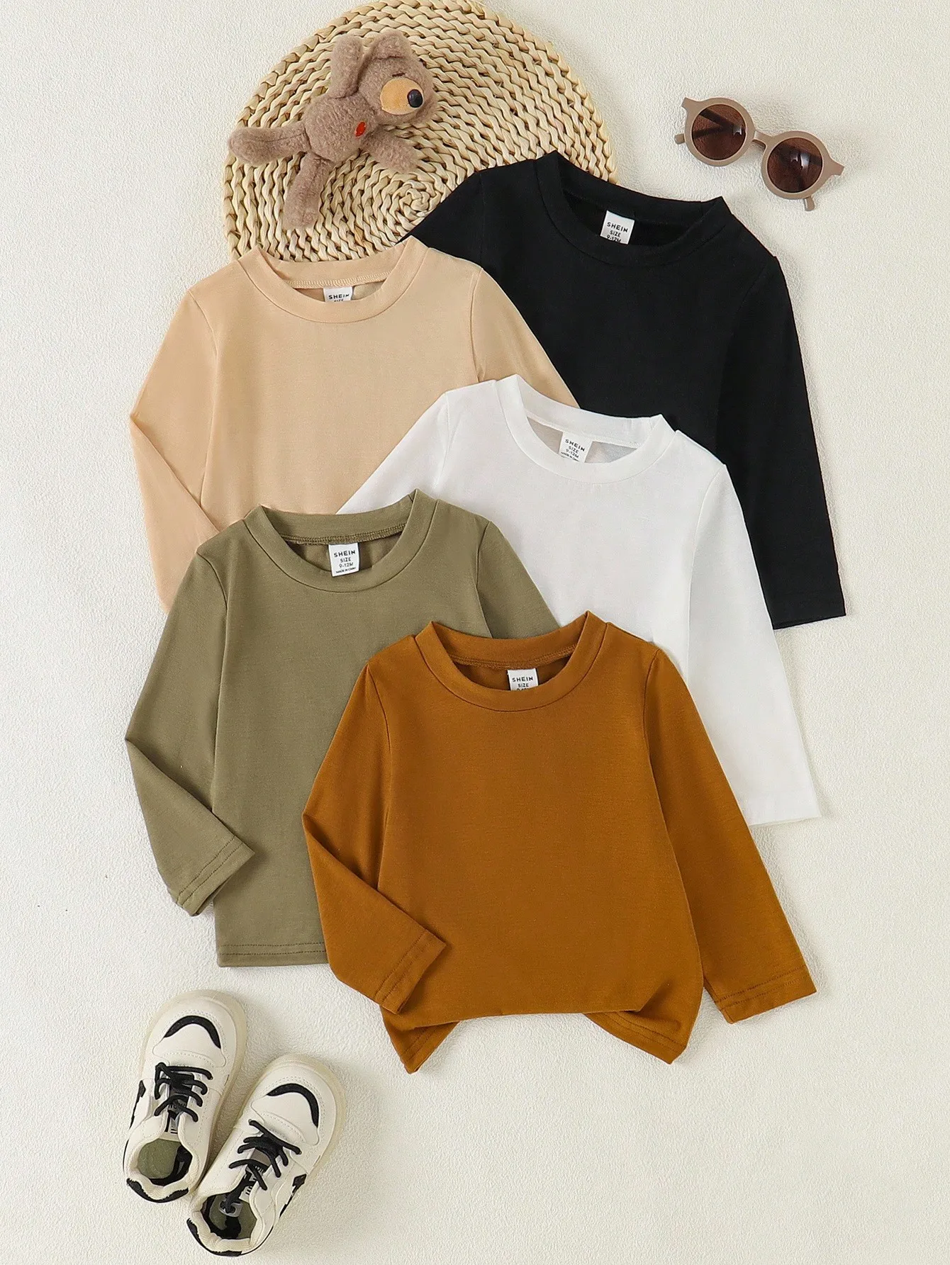 Набор из 5 детских однотонных футболок с длинными рукавами, круглым вырезом, из мягкой хлопковой смеси, для повседневной носки
Набор из 5 детских однотонных футболок с длинными рукавами, круглым вырезом, из мягкой хлопковой смеси, для повседневной носки