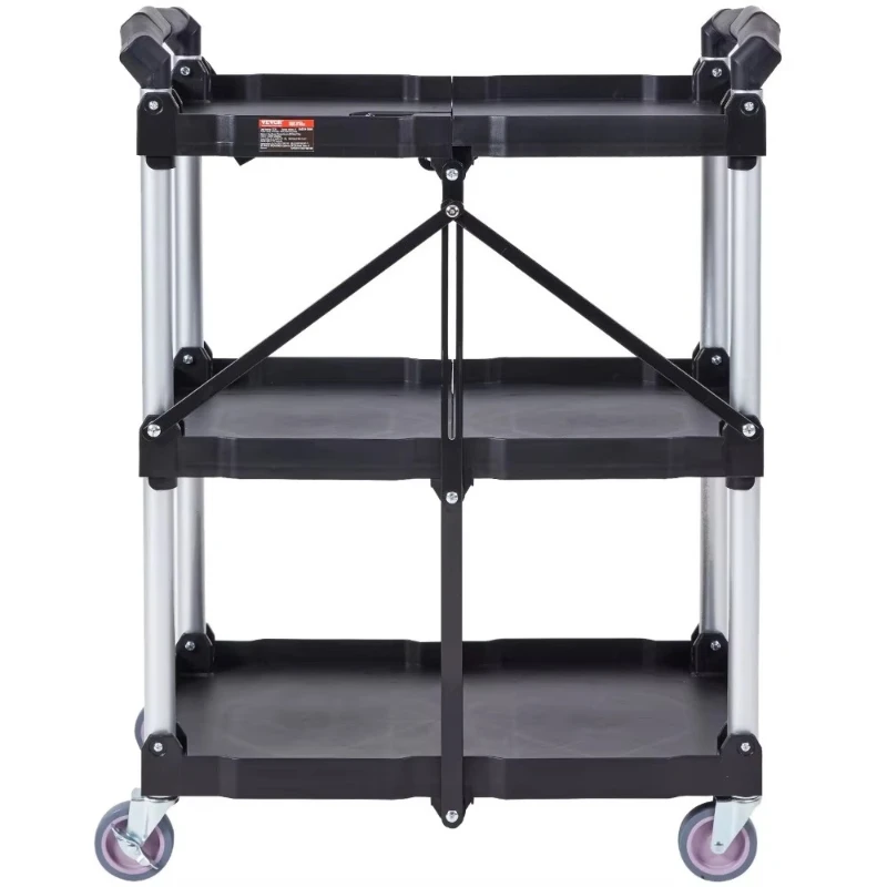 Foldable Utility Service Vehicle, 3 Shelves 165 Lb Heavy Duty Plastic Roller with Lockable Wheels, Ergonomic Handles
Foldable Utility Service Vehicle, 3 Shelves 165 Lb Heavy Duty Plastic Roller with Lockable Wheels, Ergonomic Handles