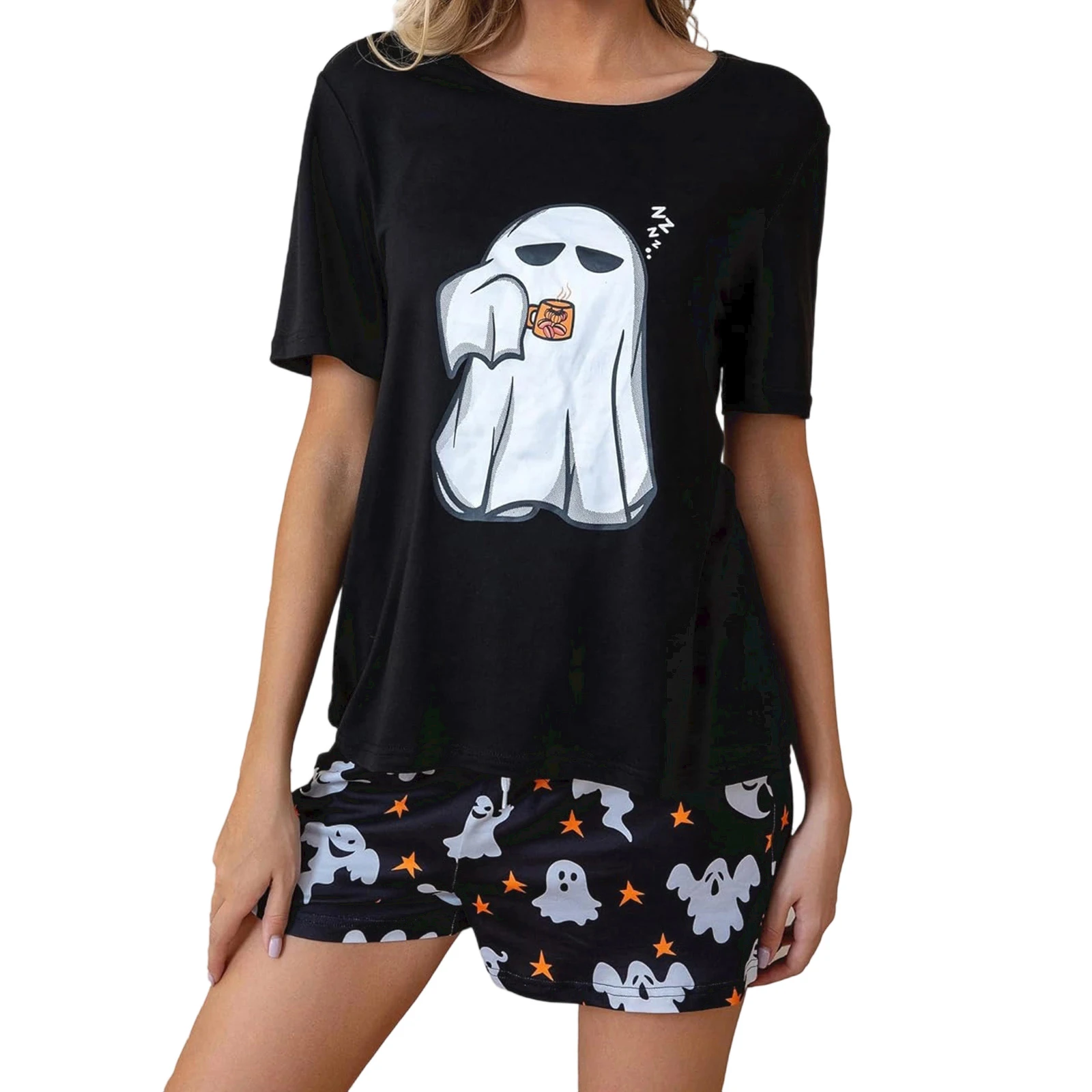 Women’s 2 Piece Halloween Pajamas Set Cute Short Sleeve Graphic Print Tops Shorts Set Lounge Clothes
Women’s 2 Piece Halloween Pajamas Set Cute Short Sleeve Graphic Print Tops Shorts Set Lounge Clothes