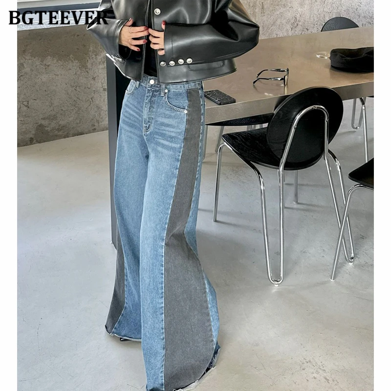 BGTEEVER Fashion Loose Pockets Patchwork Wide Leg Jeans Trousers for Women Vintage Floor-Length Female Denim Pants
BGTEEVER Fashion Loose Pockets Patchwork Wide Leg Jeans Trousers for Women Vintage Floor-Length Female Denim Pants