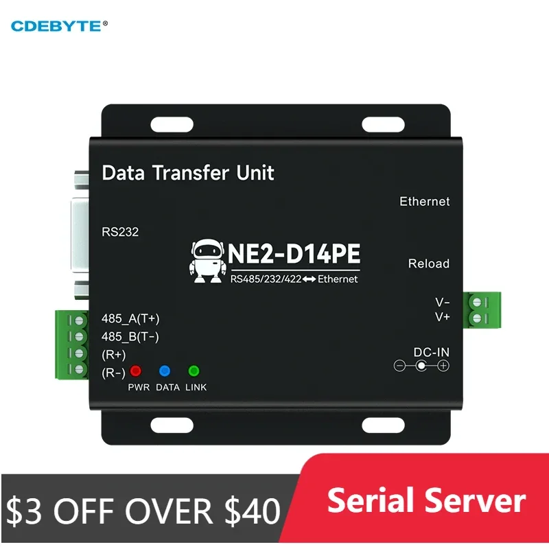 RS485/RS232/RS422 to Ethernet Serial Server Modbus Gateway POE Power Supply MQTT CDEBYTE NE2-D14PE Power and Signal Isolation
RS485/RS232/RS422 to Ethernet Serial Server Modbus Gateway POE Power Supply MQTT CDEBYTE NE2-D14PE Power and Signal Isolation