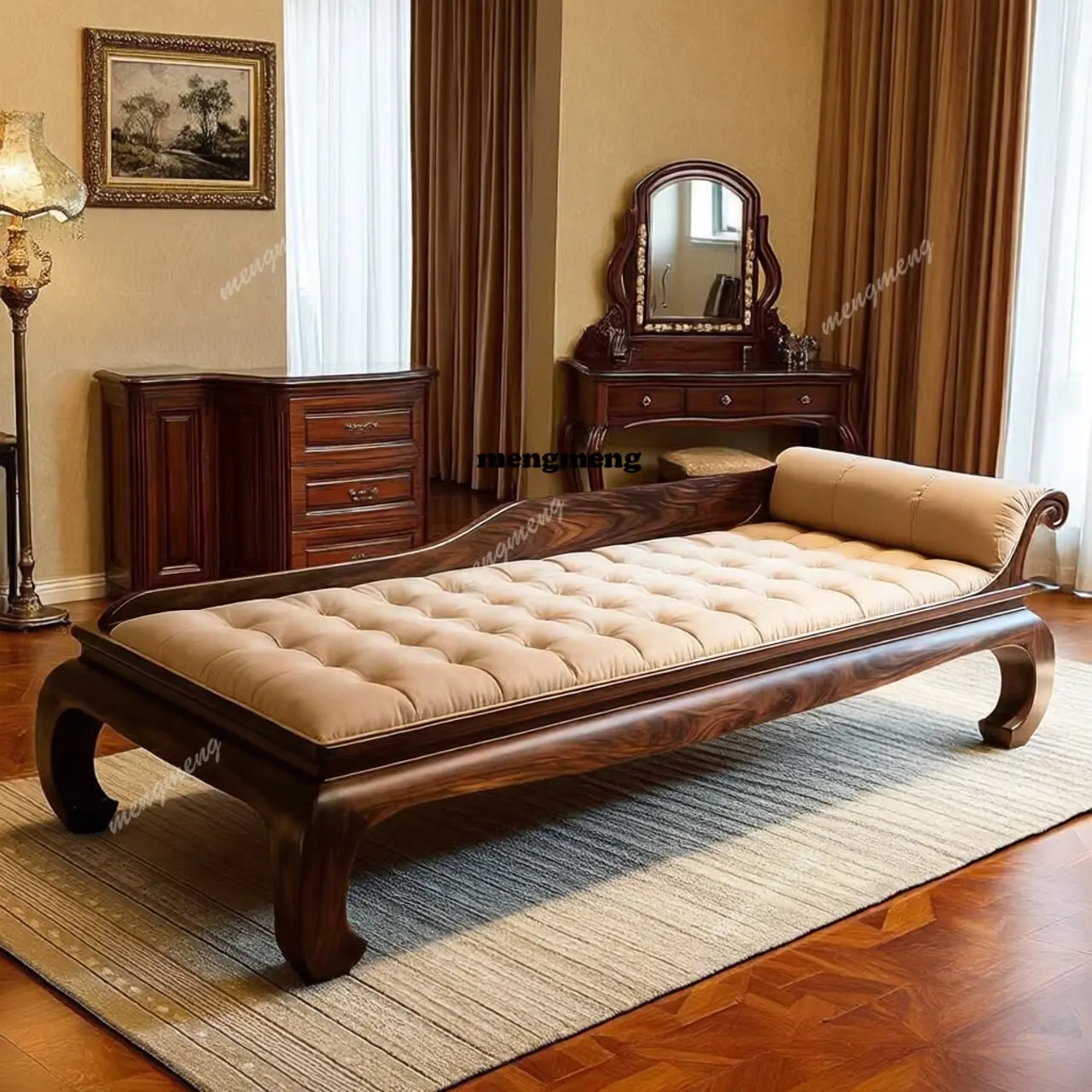 New Chinese ebony solid wood Arhat bed simple leather surface living room furniture mortise and tenon sofa bed
New Chinese ebony solid wood Arhat bed simple leather surface living room furniture mortise and tenon sofa bed