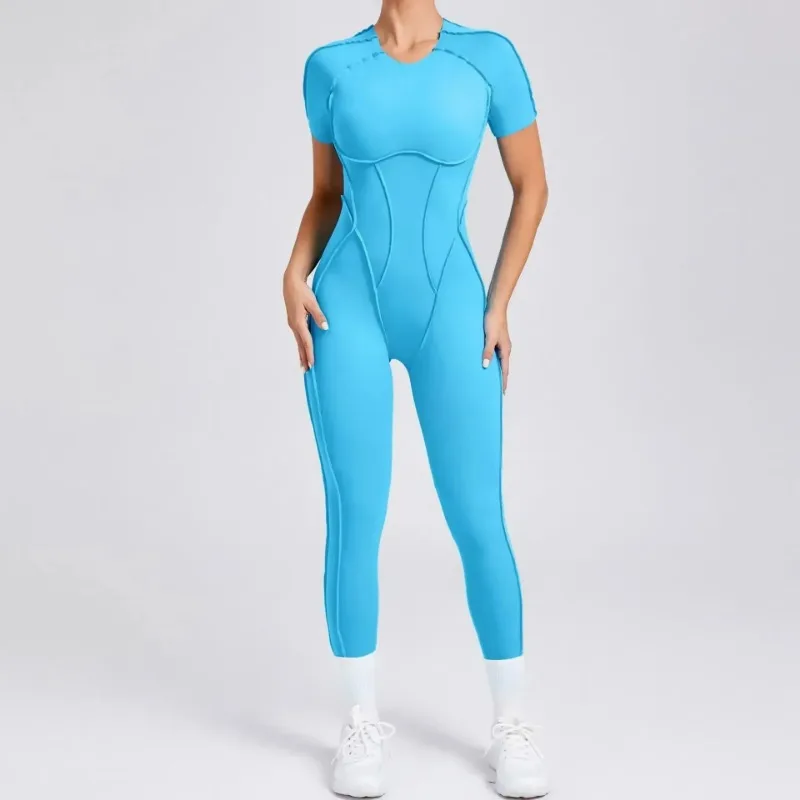 Seamless Yoga Jumpsuits Sports Fitness Combination Hip-lifting Open Back Short-sleeved Set Outdoors Gym Workout Tracksuits Women
Seamless Yoga Jumpsuits Sports Fitness Combination Hip-lifting Open Back Short-sleeved Set Outdoors Gym Workout Tracksuits Women