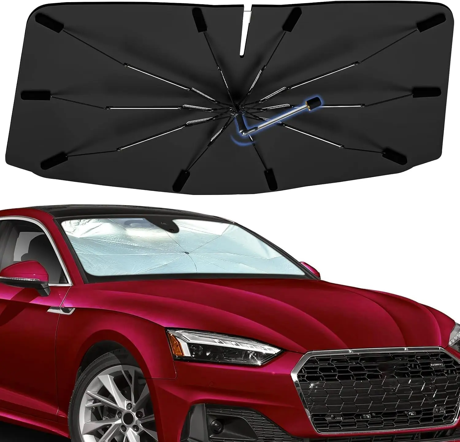 Umbrella Style Car Front Windshield Sunshade, Foldable UV Protection Heat Insulation Auto Sun Visor Windshield Sun Shade Cover For Most Cars
Umbrella Style Car Front Windshield Sunshade, Foldable UV Protection Heat Insulation Auto Sun Visor Windshield Sun Shade Cover For Most Cars