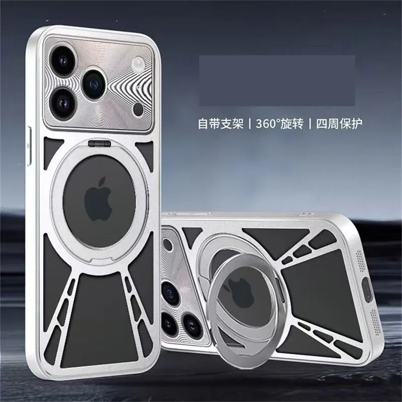 For iPhone 17 pro Phone case, for iPhone17 Pro max Metal Frame hollow heat dissipation magnet bracket protective case funda
For iPhone 17 pro Phone case, for iPhone17 Pro max Metal Frame hollow heat dissipation magnet bracket protective case funda