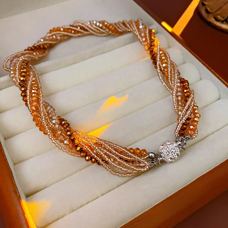 Multi-layered Wrapping Crystal Rice Bead Choker Necklace for Women Exquisite Rhinestone Necklaces Elegant Fashion Jewelry Gift J
Multi-layered Wrapping Crystal Rice Bead Choker Necklace for Women Exquisite Rhinestone Necklaces Elegant Fashion Jewelry Gift J