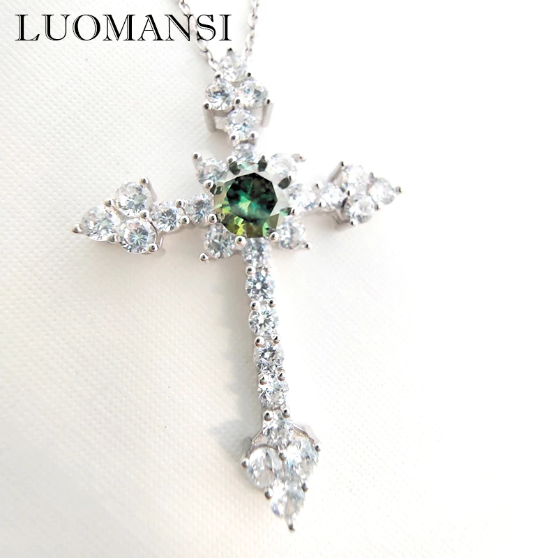Luomansi 1CT Green Pink Yellow Blue Moissanite Cross Necklace GRA Certificate S925 Silver Women's Jewelry Party Commemorative Gi
Luomansi 1CT Green Pink Yellow Blue Moissanite Cross Necklace GRA Certificate S925 Silver Women's Jewelry Party Commemorative Gi