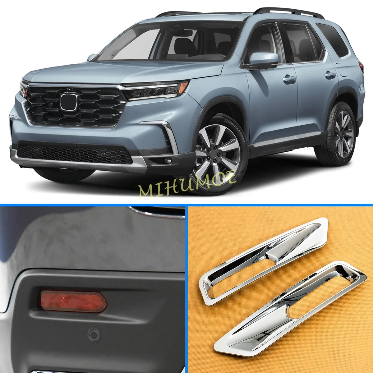 2Pcs Glossy Chrome Rear Bumper Reflector Fog Light Lamp Bezel Overlay Cover Molding Trim For Honda Pilot 2023 2024 2025
2Pcs Glossy Chrome Rear Bumper Reflector Fog Light Lamp Bezel Overlay Cover Molding Trim For Honda Pilot 2023 2024 2025