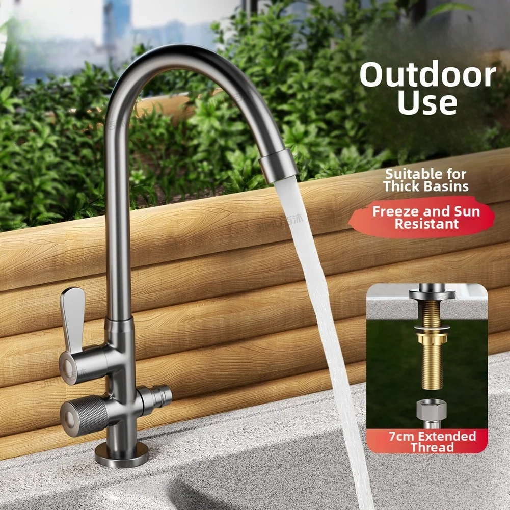 Kitchen Faucets 1 Inlet 2 Outlet Kitchen Sink Faucet Dual Control Rotatable Single Cold Water Tap Deck Mounted Outdoor Faucet
Kitchen Faucets 1 Inlet 2 Outlet Kitchen Sink Faucet Dual Control Rotatable Single Cold Water Tap Deck Mounted Outdoor Faucet