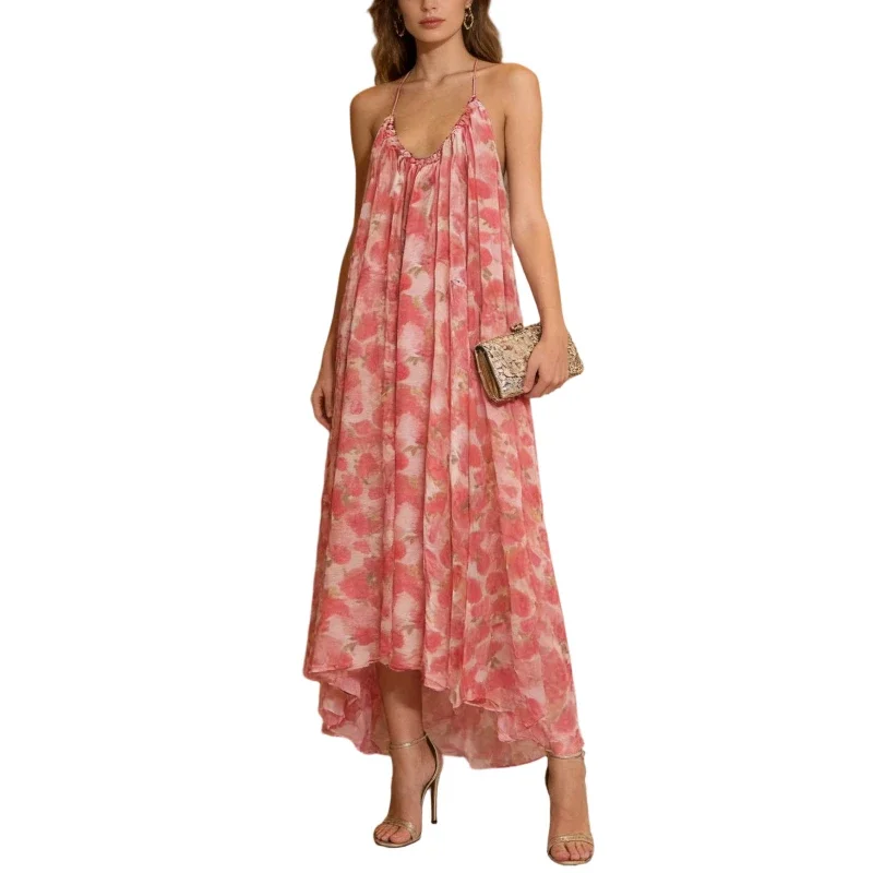 Elegant Pink Floral Halter Maxi Dress Sexy Backless French Retro Chiffon Gowns For Women Wedding Guest Dinner Party Prom
Elegant Pink Floral Halter Maxi Dress Sexy Backless French Retro Chiffon Gowns For Women Wedding Guest Dinner Party Prom