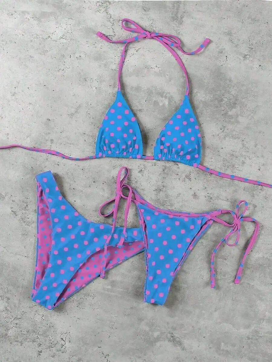 Polka Dot Triangle Bikini Set With Adjustable Straps Women Beach Swimsuit
Polka Dot Triangle Bikini Set With Adjustable Straps Women Beach Swimsuit