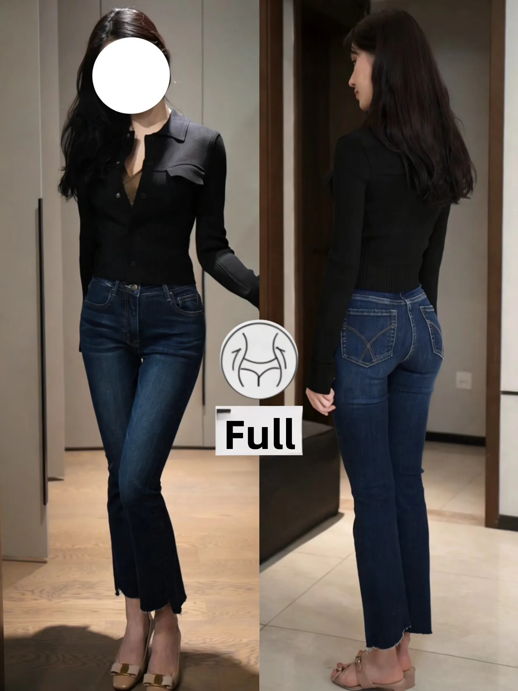 Slimming High Waist Flared Modern Tailoring Asymmetric Cotton Stretch Denim Nine-Foot Pants Women's Built-In Hip Pad
Slimming High Waist Flared Modern Tailoring Asymmetric Cotton Stretch Denim Nine-Foot Pants Women's Built-In Hip Pad