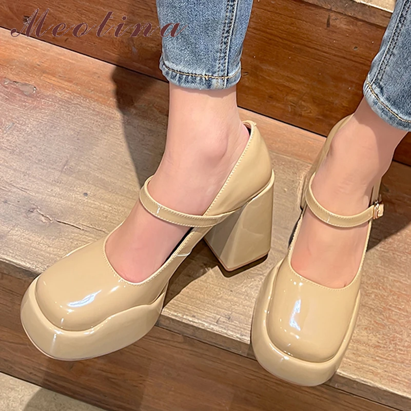 Meotina Women Genuine Leather Mary Janes Round Toe Platform Pumps Thick High Heel Buckle Ladies Fashion Shoes Spring Autumn 40
Meotina Women Genuine Leather Mary Janes Round Toe Platform Pumps Thick High Heel Buckle Ladies Fashion Shoes Spring Autumn 40