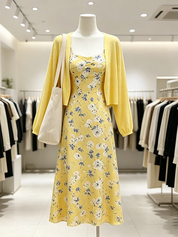 Large Size Women's Summer Floral Print Strap Dress Long Sleeve Cardigan Two-Piece Set Casual High Waist A-Line Skirt
Large Size Women's Summer Floral Print Strap Dress Long Sleeve Cardigan Two-Piece Set Casual High Waist A-Line Skirt
