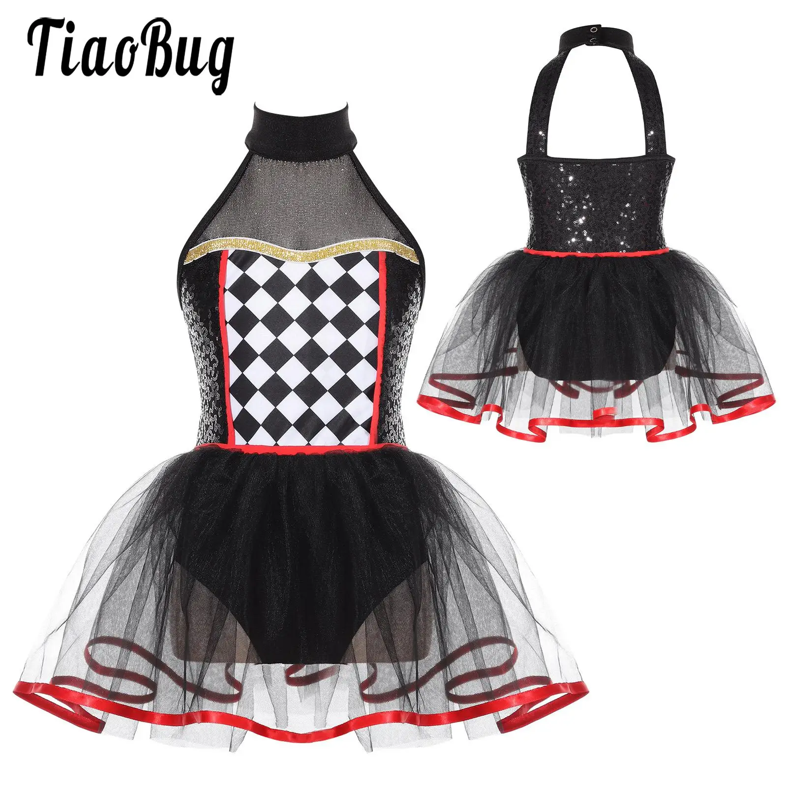 Kids Girls Doll Clown Role Play Costume Halter Neck Checkerboard Tutu Dress Bodysuit Ballet Dancewear Halloween Dress Up Dresses
Kids Girls Doll Clown Role Play Costume Halter Neck Checkerboard Tutu Dress Bodysuit Ballet Dancewear Halloween Dress Up Dresses