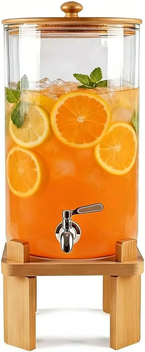 2.3 Gallon Large Glass Drink Dispenser for Parties, Glass Beverage Dispenser with Wood Stand, Juice
2.3 Gallon Large Glass Drink Dispenser for Parties, Glass Beverage Dispenser with Wood Stand, Juice