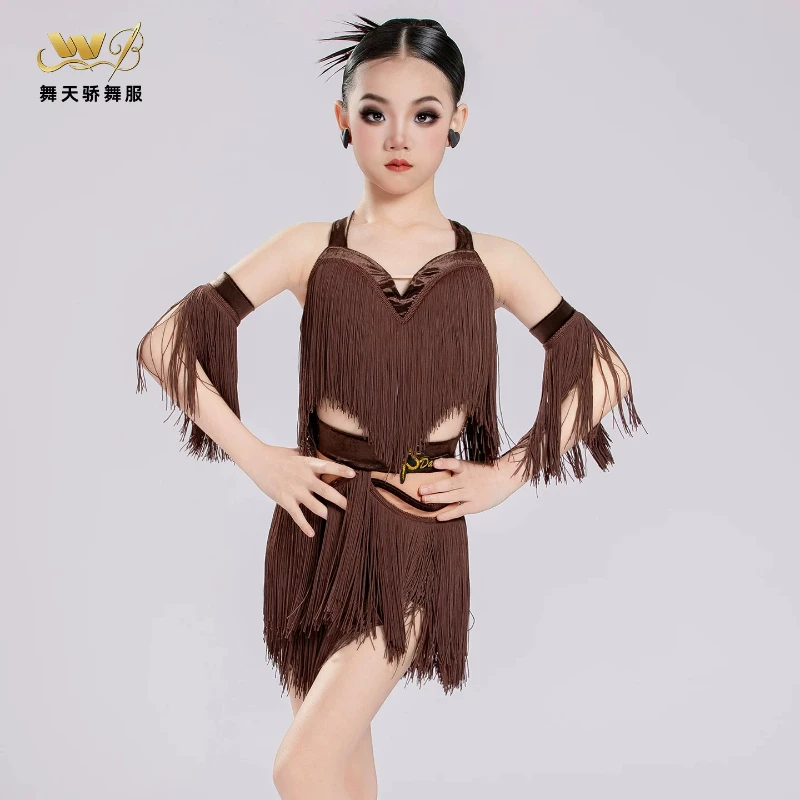 Latin dance practice clothes, summer customized suspender tassel skirt, dance performance for children's exams
Latin dance practice clothes, summer customized suspender tassel skirt, dance performance for children's exams