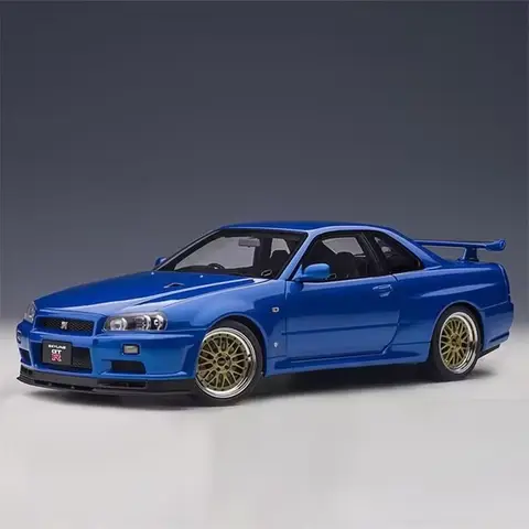 1:18 Skyline Ares GTR GT-R R34 Alloy Sports Car Model Diecasts Metal Racing Car Vehicles Model Simulation Sound Light Kids Gifts