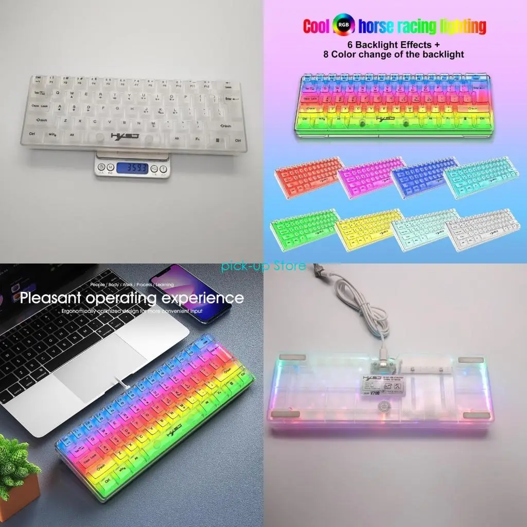 Q5WA Transparent Shell Keyboard RGB LED Type-C USB Computer Accessories 61 Keys
Q5WA Transparent Shell Keyboard RGB LED Type-C USB Computer Accessories 61 Keys