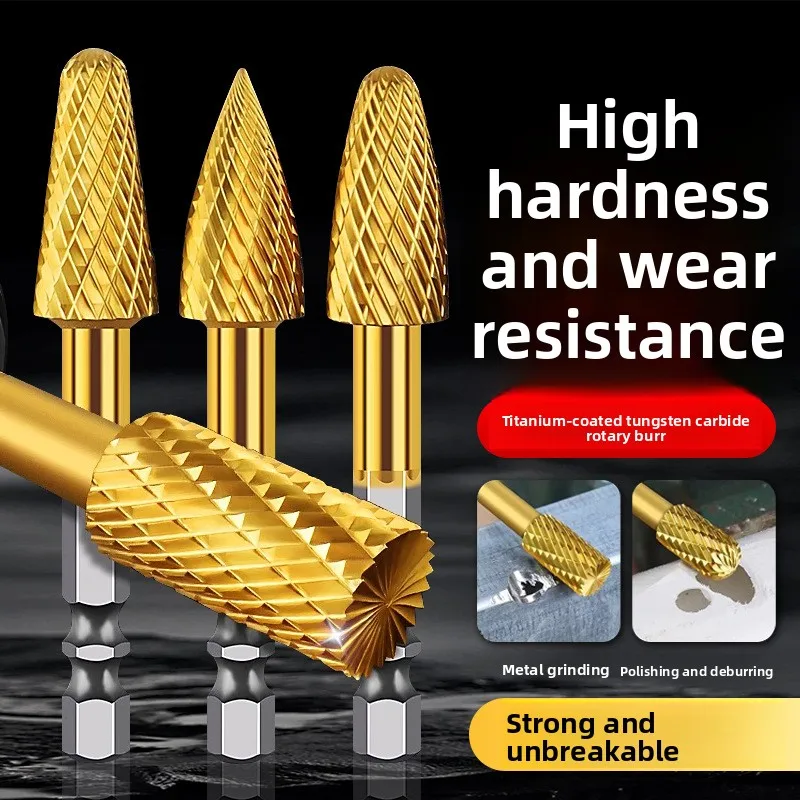 Titanium-plated Tungsten Steel Grinding Head/ Hexagonal Shank Carbide Rotary File/Metal Inner Hole Electric Drill Milling Cutter
Titanium-plated Tungsten Steel Grinding Head/ Hexagonal Shank Carbide Rotary File/Metal Inner Hole Electric Drill Milling Cutter
