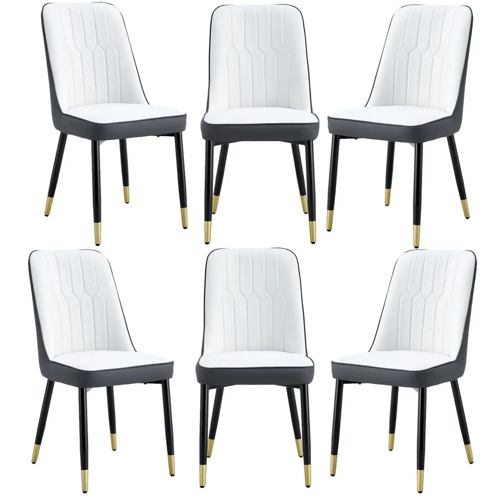 Chairs Set of 6Modern Dining Chairs, Equipped with PU Leather Backrest Cushions and Black Metal Legs, Suitable for Restaurants,
Chairs Set of 6Modern Dining Chairs, Equipped with PU Leather Backrest Cushions and Black Metal Legs, Suitable for Restaurants,