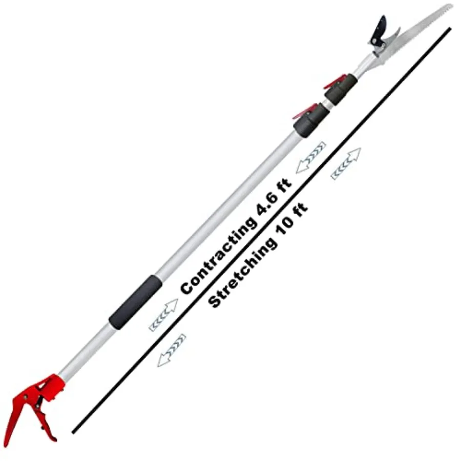 4.6-10 Foot Extendable Tree Pruner with Bypass Lopper Long Reach Pole Saw for Fruit Picking Telescoping Branch Cutter in Silver
4.6-10 Foot Extendable Tree Pruner with Bypass Lopper Long Reach Pole Saw for Fruit Picking Telescoping Branch Cutter in Silver