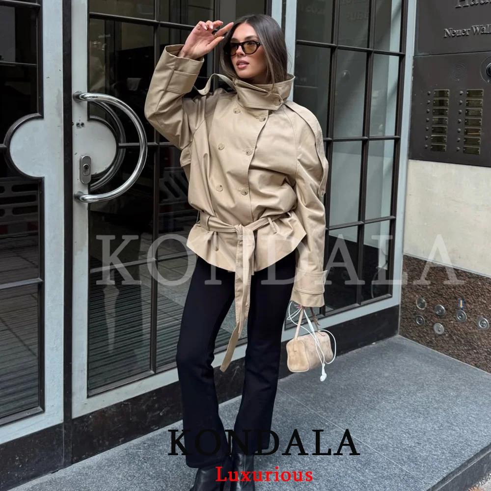 KONDALA Vintage Chic Women Trench Coat Khaki Solid Stand Collar Double Breasted Belt Bow Coat Fashion 2026 Spring Summer Outwear
KONDALA Vintage Chic Women Trench Coat Khaki Solid Stand Collar Double Breasted Belt Bow Coat Fashion 2026 Spring Summer Outwear