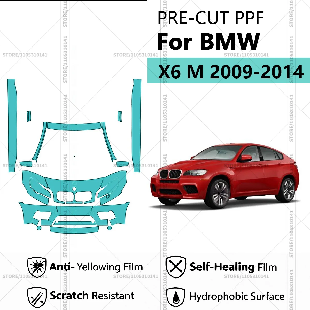 Для BMW X6 M 2009-2014: Предварительно вырезанная прозрачная защитная пленка PPF для автомобиля, комплект для передней части - Rockers Professional
Для BMW X6 M 2009-2014: Предварительно вырезанная прозрачная защитная пленка PPF для автомобиля, комплект для передней части - Rockers Professional