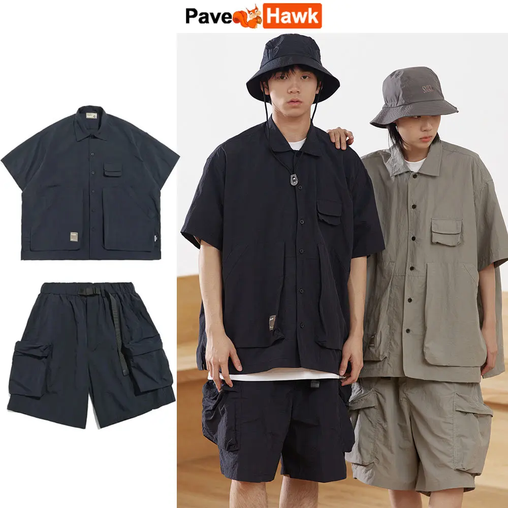 Summer Outdoors Set Men Multi Pocket Retro Japanese Solid Shirts Cargo Shorts Fashion Half Sleeve Loose Fishing 2pcs Set Unisex
Summer Outdoors Set Men Multi Pocket Retro Japanese Solid Shirts Cargo Shorts Fashion Half Sleeve Loose Fishing 2pcs Set Unisex