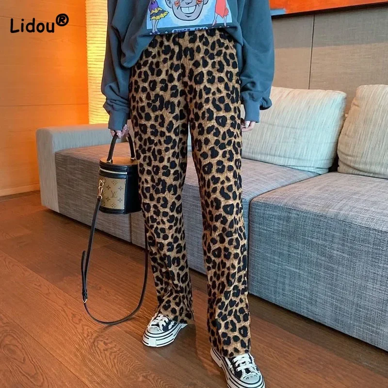 Fashion Loose Leopard Printed Vintage Wide Leg Pants for Female Spring Casual High Waist Straight Trousers Women's Clothing S276
Fashion Loose Leopard Printed Vintage Wide Leg Pants for Female Spring Casual High Waist Straight Trousers Women's Clothing S276