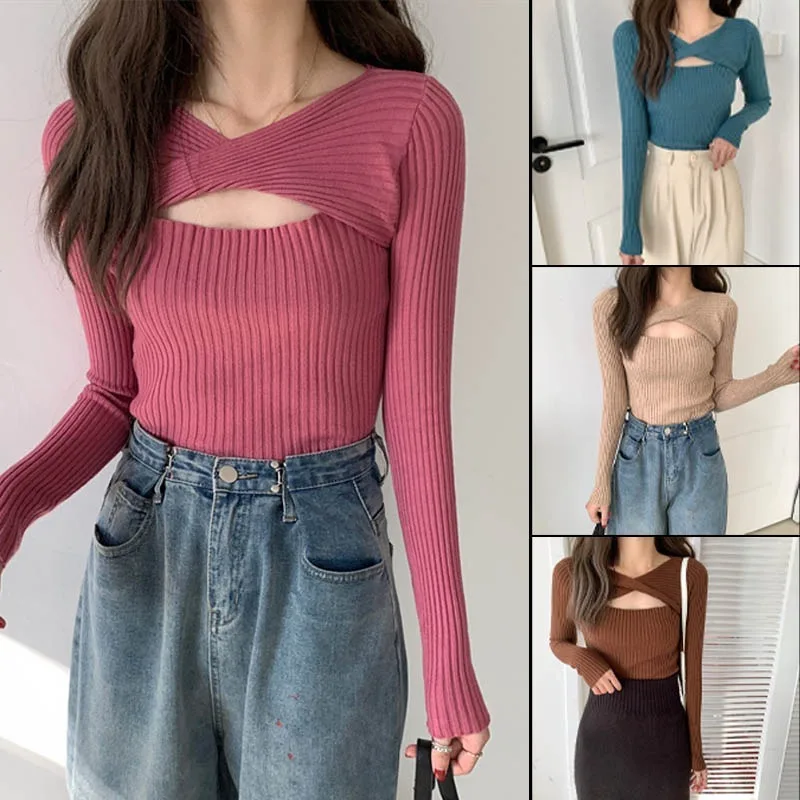 Casual Hollow long-sleeved sweater for women autumn and winter slim V-neck pullover top New fashion Ladies Knitted Soft Sweaters
Casual Hollow long-sleeved sweater for women autumn and winter slim V-neck pullover top New fashion Ladies Knitted Soft Sweaters