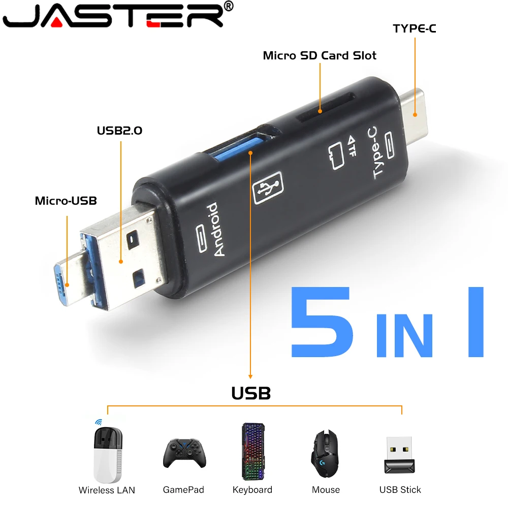 5-in-1 Multifunction Card Reader External Storage Black Stretch for Memory Stick TYPE-C USB 3.0 Mini Memory Card Card Reader 
5-in-1 Multifunction Card Reader External Storage Black Stretch for Memory Stick TYPE-C USB 3.0 Mini Memory Card Card Reader
