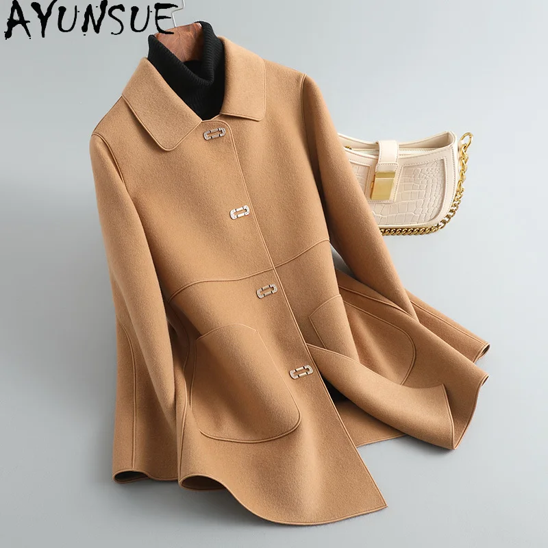 AYUNSUE Куртка из 100% натуральной шерсти Женская весенне-осенняя женская одежда Двустороннее шерстяное пальто Тренчи средней длины Пальто Женское
AYUNSUE Куртка из 100% натуральной шерсти Женская весенне-осенняя женская одежда Двустороннее шерстяное пальто Тренчи средней длины Пальто Женское