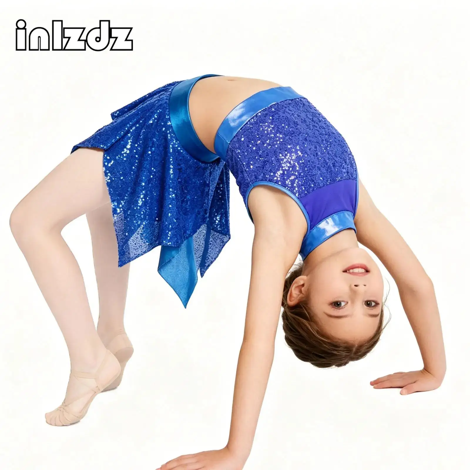 Kids Girls Ballet Dance Outfit Jazz Hip Hop Performance Set Sleeveless Sequins Crop Top with Metallic Skirt for Stage Show
Kids Girls Ballet Dance Outfit Jazz Hip Hop Performance Set Sleeveless Sequins Crop Top with Metallic Skirt for Stage Show