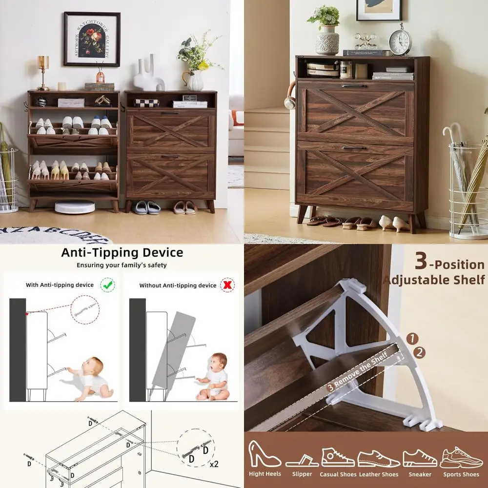 Органайзер для обуви в стиле фермерского дома с двумя ящиками, полка для обуви в прихожей, отделка коричневого ореха
Органайзер для обуви в стиле фермерского дома с двумя ящиками, полка для обуви в прихожей, отделка коричневого ореха