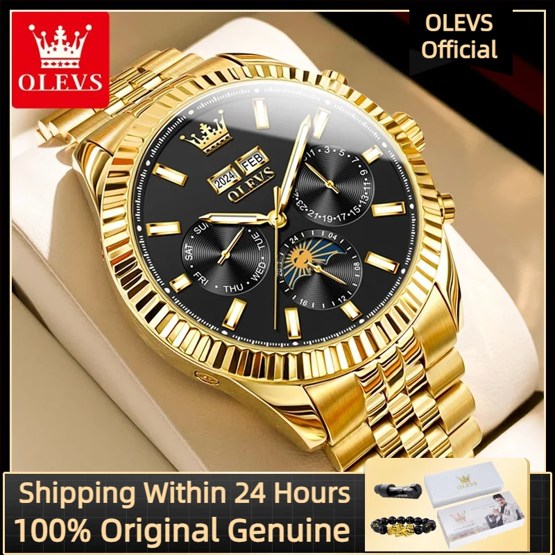 OLEVS 6688 Automatic Mechanical Watch for Men High end Moon phase Multifunctional Dial Men Watches
OLEVS 6688 Automatic Mechanical Watch for Men High end Moon phase Multifunctional Dial Men Watches