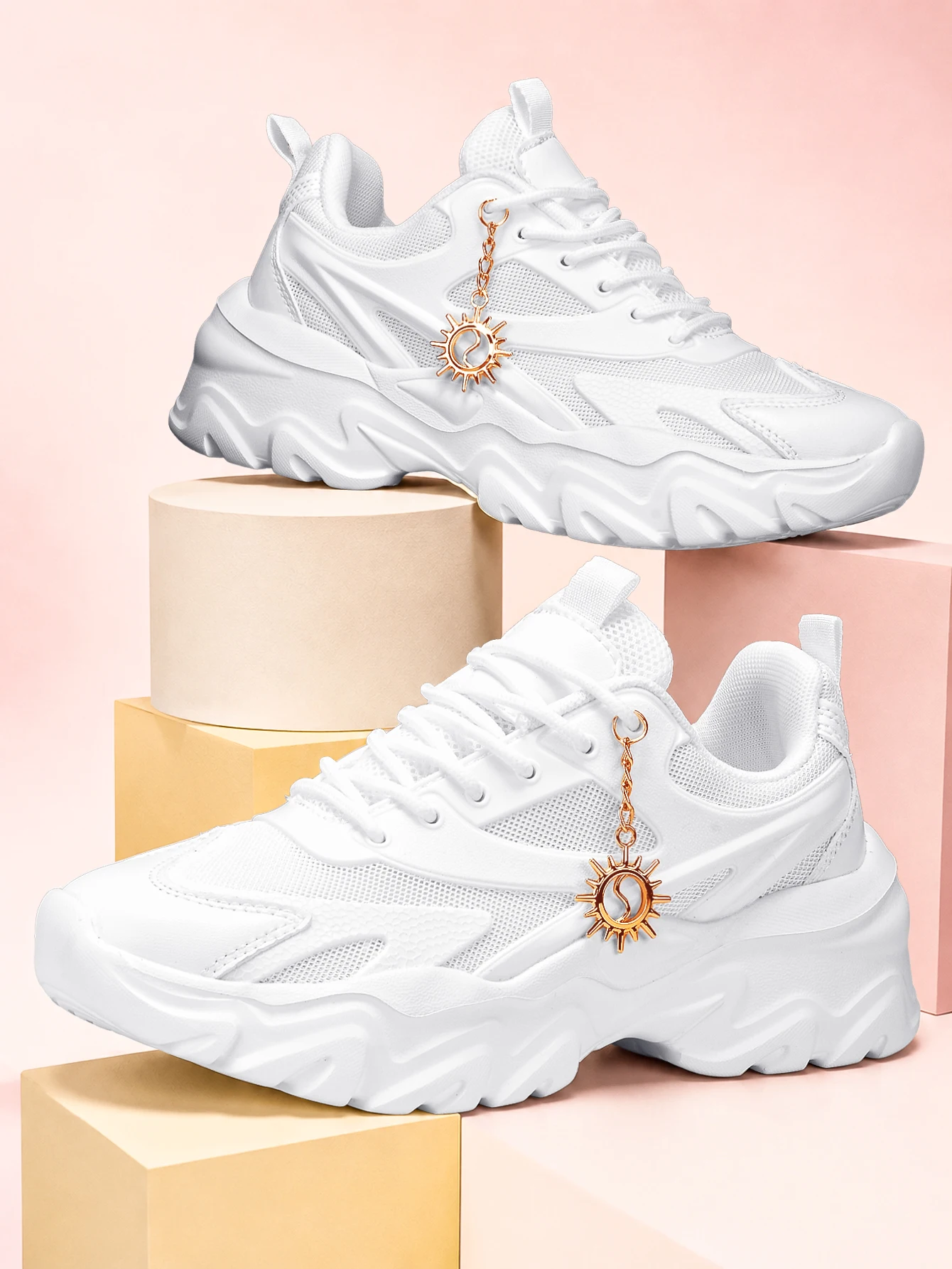 Women's 2026 New Y2K Sweet-Cool Style Thick-Soled Dad Shoes, Trendy High-Street Versatile Casual Sneakers, Breathable Mesh Fabric Splicing, Snake-Pattern Texture Upper, Gold Sunflower Metal Decoration, Round-Toe Lace-Up Design, Eva Cushioning Wave Sole, L
Women's 2026 New Y2K Sweet-Cool Style Thick-Soled Dad Shoes, Trendy High-Street Versatile Casual Sneakers, Breathable Mesh Fabric Splicing, Snake-Pattern Texture Upper, Gold Sunflower Metal Decoration, Round-Toe Lace-Up Design, Eva Cushioning Wave Sole, L