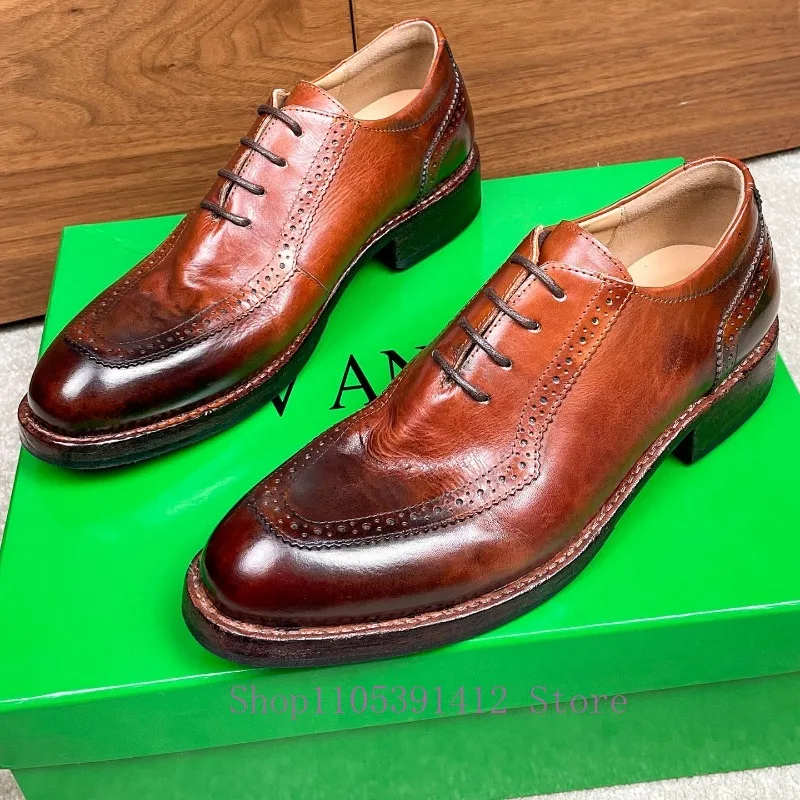 Hand-washed Cowhide Casual Business Shoes Men Vintage British-style Pleated Genuine Leather Derby Shoes Luxury Wedding Shoes
Hand-washed Cowhide Casual Business Shoes Men Vintage British-style Pleated Genuine Leather Derby Shoes Luxury Wedding Shoes