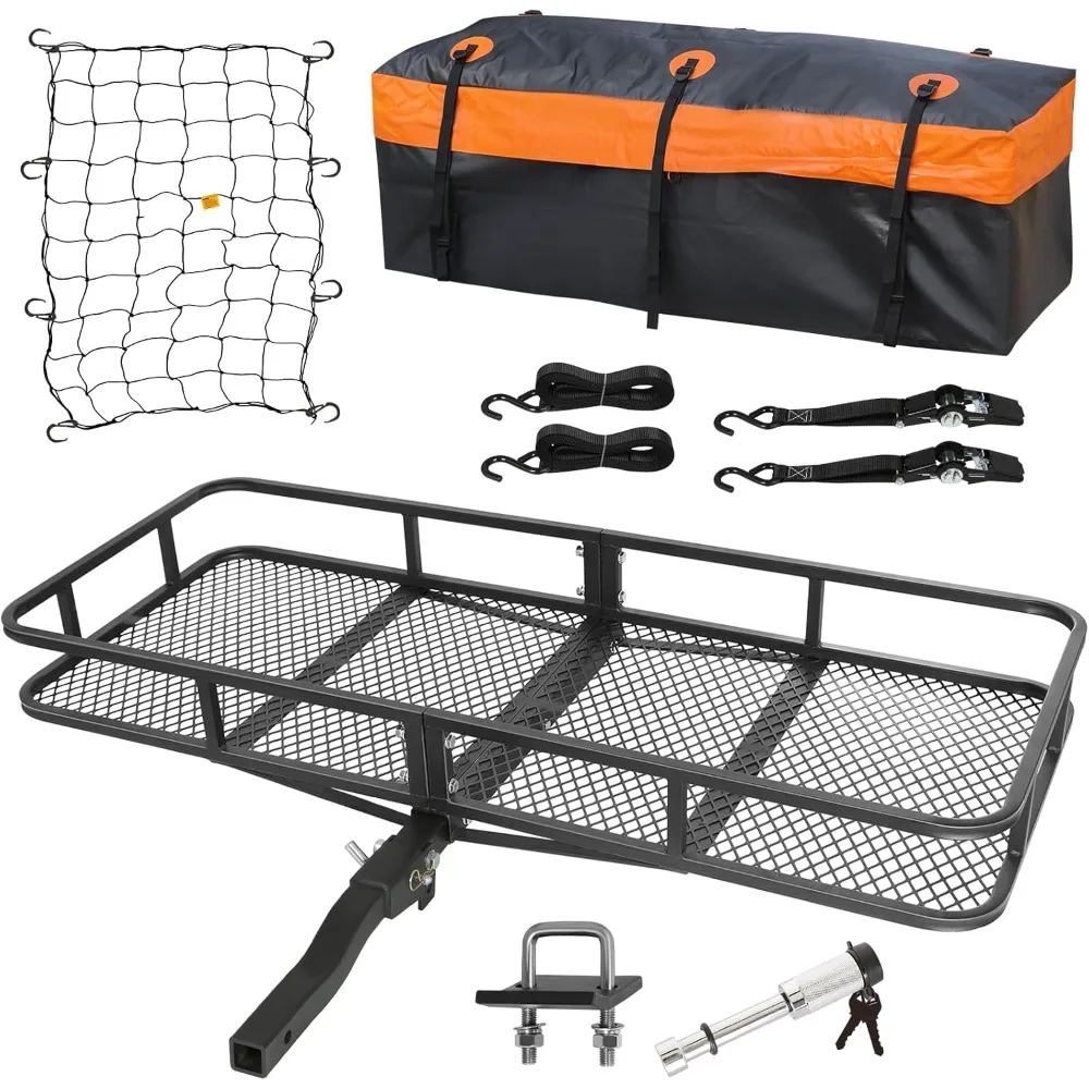 Folding Hitch Mount Cargo Carrier 60" x 20" x 6", 500 lbs Capacity Hitch Cargo Rack with Waterproof Bag, Hitch Stabilizer,Net a
Folding Hitch Mount Cargo Carrier 60" x 20" x 6", 500 lbs Capacity Hitch Cargo Rack with Waterproof Bag, Hitch Stabilizer,Net a