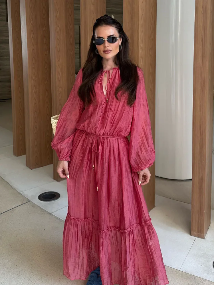 HH Women's Summer Skirt 2-Piece Set Fashion V-neck Wrinkle Effect Long Sleeve Top+High Waist Lace-up Loose Long Skirt Mujer
HH Women's Summer Skirt 2-Piece Set Fashion V-neck Wrinkle Effect Long Sleeve Top+High Waist Lace-up Loose Long Skirt Mujer