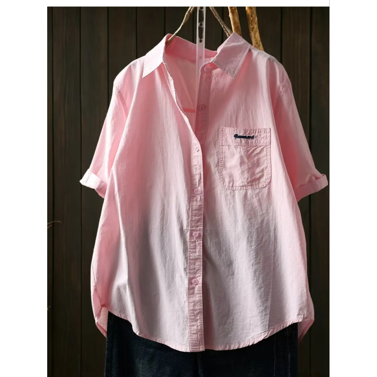 Loose Short Sleeve Embroidered Shirt Summer 2026 New Style Women's plus Size Casual Breathable Button-Up Cotton Blend Top
Loose Short Sleeve Embroidered Shirt Summer 2026 New Style Women's plus Size Casual Breathable Button-Up Cotton Blend Top