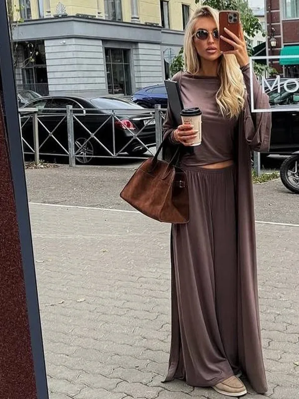 Long Sleeve Open Cardigan Long Pants Three Piece Set Women's Loose Fashion Set High Waist Winter Season Chinese Brand
Long Sleeve Open Cardigan Long Pants Three Piece Set Women's Loose Fashion Set High Waist Winter Season Chinese Brand