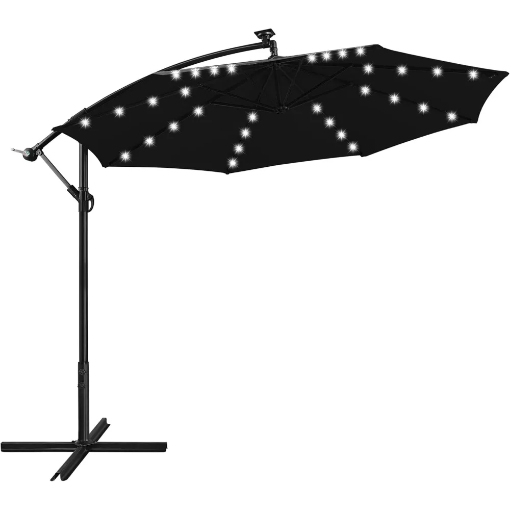 Solar LED Cantilever Patio Umbrella Offset Hanging Umbrella w/32 LED Lights and 8 Ribs,Tilt Adjustment & Cross Base for Backyard
Solar LED Cantilever Patio Umbrella Offset Hanging Umbrella w/32 LED Lights and 8 Ribs,Tilt Adjustment & Cross Base for Backyard